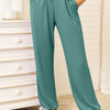 Basic Bae Full Size Soft Rayon Drawstring Waist Pants with Pockets - Turquoise