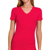 Zenana Basic Cotton V-Neck Short Sleeve T-Shirt - RUBY