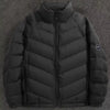 Men's Plus Size Zip Up Stand Collar Down Jacket - Black