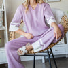 First Love Contrast Ribbed Knit Pants - Pale Lilac