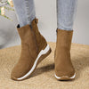 Suede Ankle Boots with Wedge Heel - Taupe