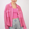 VERY J Button Up Long Sleeve Lace Shirt - Pink