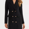 Double-Breasted Long Sleeve Blazer Dress - Black