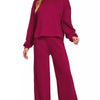 Zenana French Rib Pullover and Pants Set - DK BURGUNDY