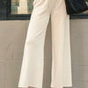 Umgee Full Size Drawstring Wide Leg Pants with Pockets - Ecru