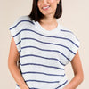 VERY J Striped Knit Sweater Vest Top - White