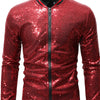 Men's Sequin Zip Up Jacket - Wine Red