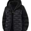 Men's Plus Size Hooded Padded Jacket - Black
