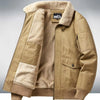 Men's Plus Size Warm Sherpa Lined Zip Up Jacket - Khaki