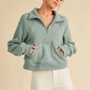 Aemi + Co Half Zip Raglan Sleeve Sweatshirt with Kangaroo Pocket - Pale Blue