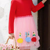 Children's Ballerina Applique Tulle Dress - Red