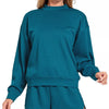 Zenana Scuba Long Sleeve Sweatshirt and Shorts Set - TEAL
