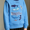 Children's Shark Print Crew Neck Sweatshirt - Sky Blue