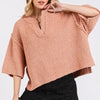 Mittoshop Side Slit Notched Drop Shoulder Sweater - Rosewood