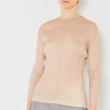 Marina West Swim Pleated Long Sleeve Boatneck Top - Beige
