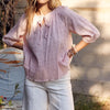 In February Textured Tie Neck Blouse - Dusty Pink