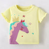 Children's Cute Unicorn Graphic Ruffle Sleeve T-Shirt - Light Yellow