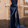Sweetheart Neck Tube Evening Dress - Navy Blue