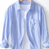 Men's Striped Button Up Long Sleeve Shirt - Light Blue