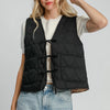 Umgee Heart Quilted Tie-Front Vest - Black