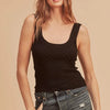 Aemi + Co Scoop Neck Wide Strap Knit Tank - Black