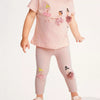 Children's Ballerina Round Neck Top and Pants Set - Apricot