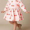 Children's Cherry Print Long Sleeve Dress - Watermelon pink