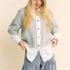 Davi & Dani Faux Layered French Terry Contrast Top - HEATHER GREY