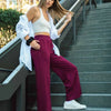 Umgee Full Size Drawstring Wide Leg Pants with Pockets - Merlot