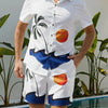 Men's Full Size Button Up Shirt and Shorts Set Plus Size - White