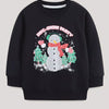 Children's Christmas Snowman Graphic Crewneck Sweatshirt - Black