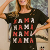 BiBi MAMA Graphic Distressed Short Sleeve T-Shirt - Black