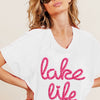 BiBi Metallic Letter Short Dolman Sleeve Top - OFF WHITE