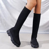 Round Toe Platform Boots - Black