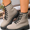 Lace Up Platform Boots - Grey