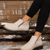 Side Zip Ankle Boots - Beige