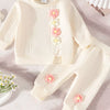 Children's Textured Flower Top and Pants Set - Apricot