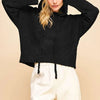Davi & Dani Drop Shoulder Long Sleeve Hooded Sweater - Black