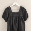 HYFVE Crochet Detail Puff Sleeve Peasant Top - BLACK