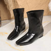 Point Toe Leather Boots - Black