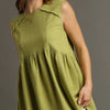 Umgee Full Size Raw Hem Linen Round Neck Sleeveless Top Plus Size - Yellow-Green