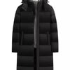 Men's Full Size Longline Hooded Down Coat Plus Size - Black