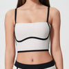 Millennia Contrast Trim Square Neck Active Cami with Detachable Chest Pads - White