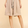 Davi & Dani Fold Over Waist Band Strap Detail Short - BEIGE
