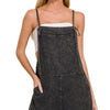 Zenana Washed Linen Knot Strap Rompers - ASH BLACK