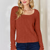 Basic Bae Full Size Ribbed Long Sleeve T-Shirt - Rust