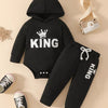 Children's Long Sleeve Bodysuit Hoodie and Pants Set - Black