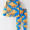 Children's Dinosaur Print Long Sleeve Top and Pants Set - Sky Blue