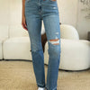 Judy Blue Full Size Mid Rise Destroyed Hem Distressed Jeans - Medium
