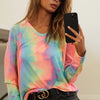 BiBi Tie Dye French Terry Long Sleeve Knit Top - PASTEL TIEDYE